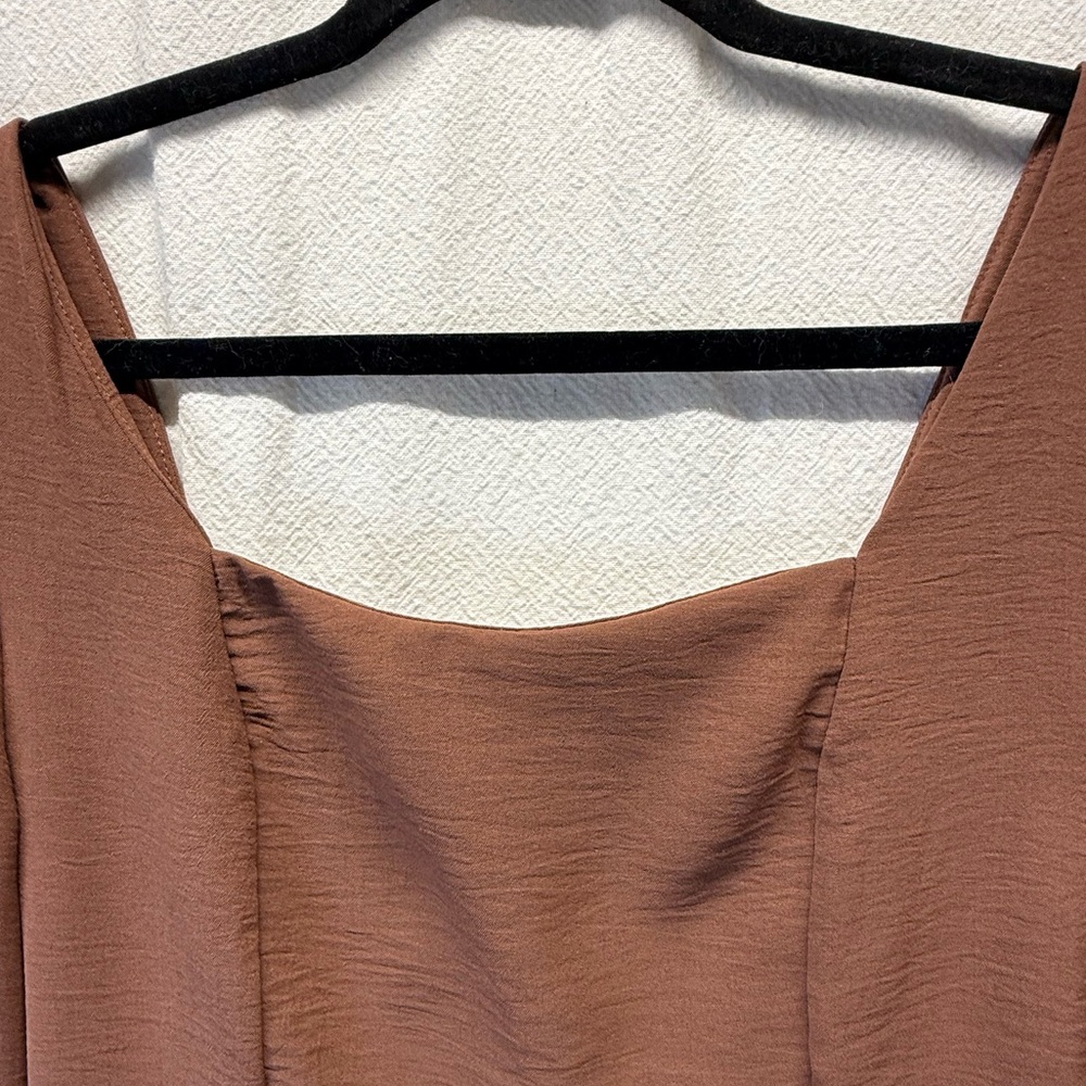 Whimsy Goth Brown altar’d state Long Sleeve Cropped Top Poet Sleeves Ruched Back - Picture 3 of 5